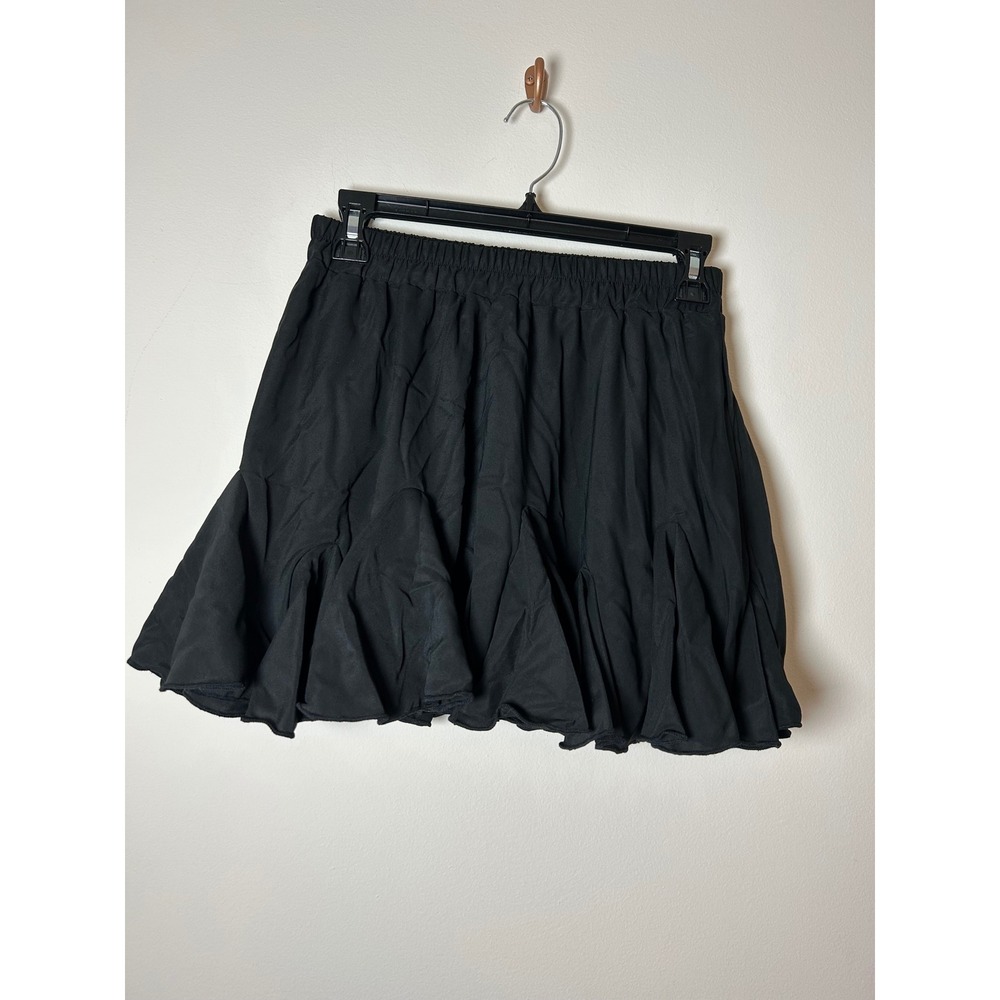 AVIDLOVE Black‎ Ruffle Tiered Mini Skirt Elastic Waist Women's Size M